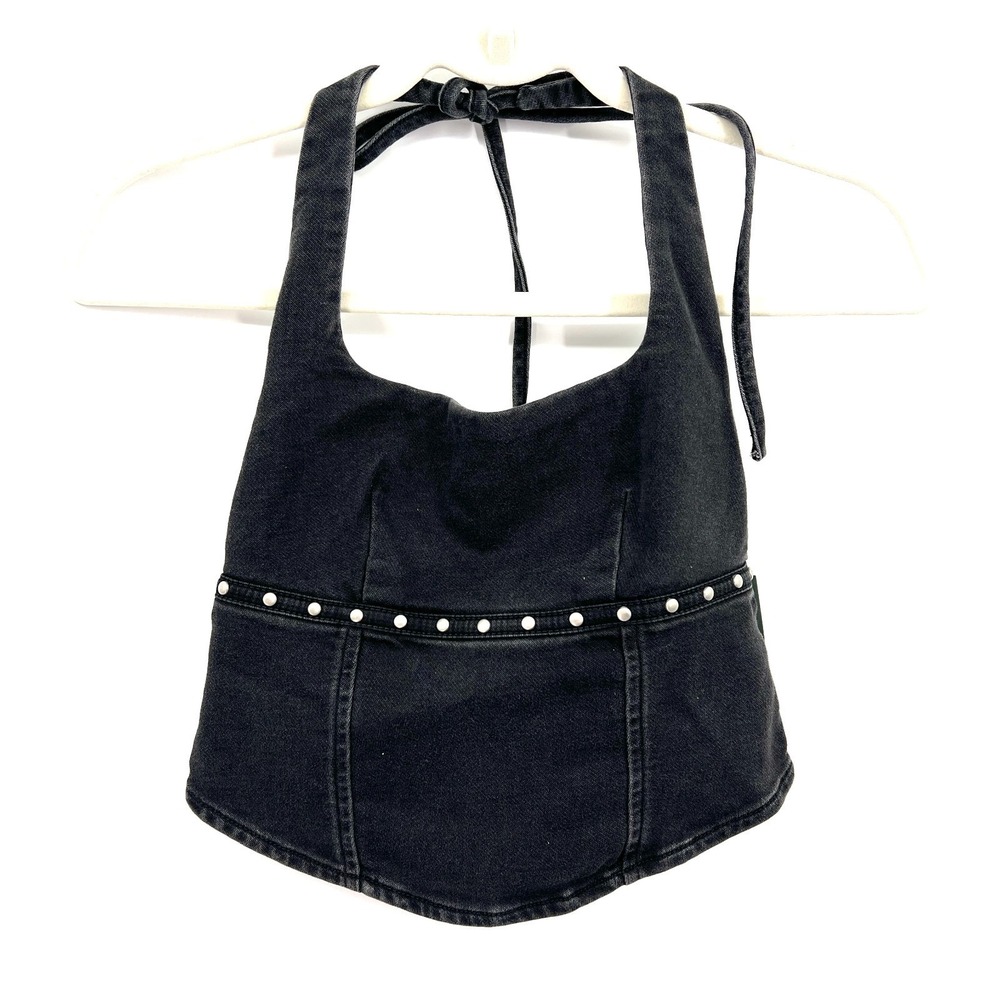 NEW Wild Fable Y2K denim halter top Grunge Indie Sleaze Western Gothic boho XXS